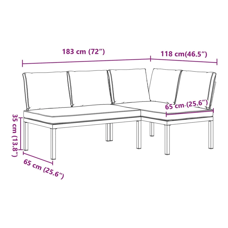 Salon de jardin 2 pcs avec coussins noir aluminium - 7