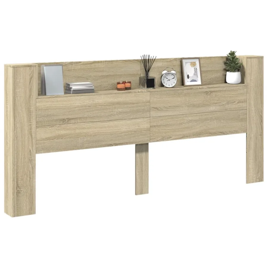 Armoire tête de lit avec LED chêne sonoma 220x16,5x103,5 cm - 12