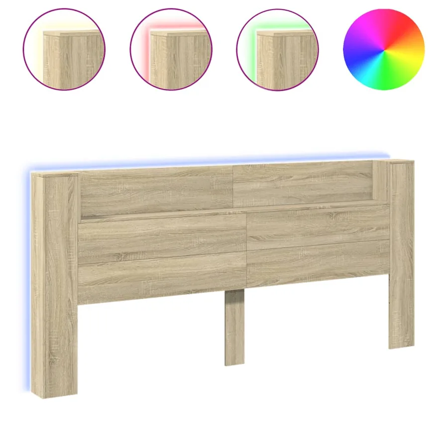 Armoire tête de lit avec LED chêne sonoma 220x16,5x103,5 cm - 2