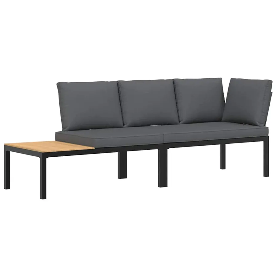 Salon de jardin 2 pcs avec coussins noir aluminium - 2
