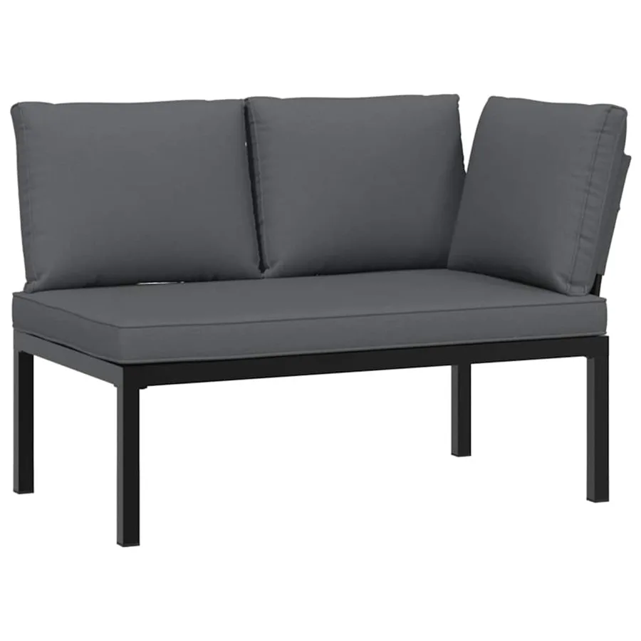 Salon de jardin 2 pcs avec coussins noir aluminium - 3