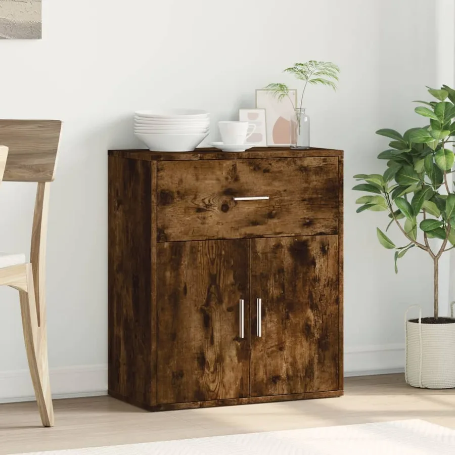 Buffet chêne fumé 60x31x70 cm bois d'ingénierie - 3