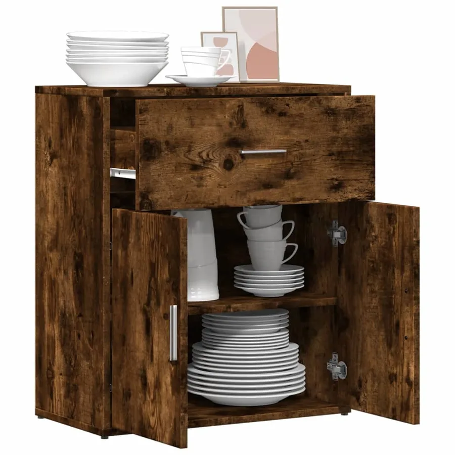 Buffet chêne fumé 60x31x70 cm bois d'ingénierie - 4