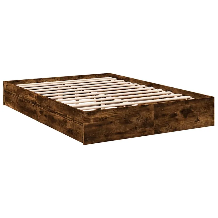 Cadre de lit avec tiroirs sans matelas chêne fumé 160x200 cm - 3