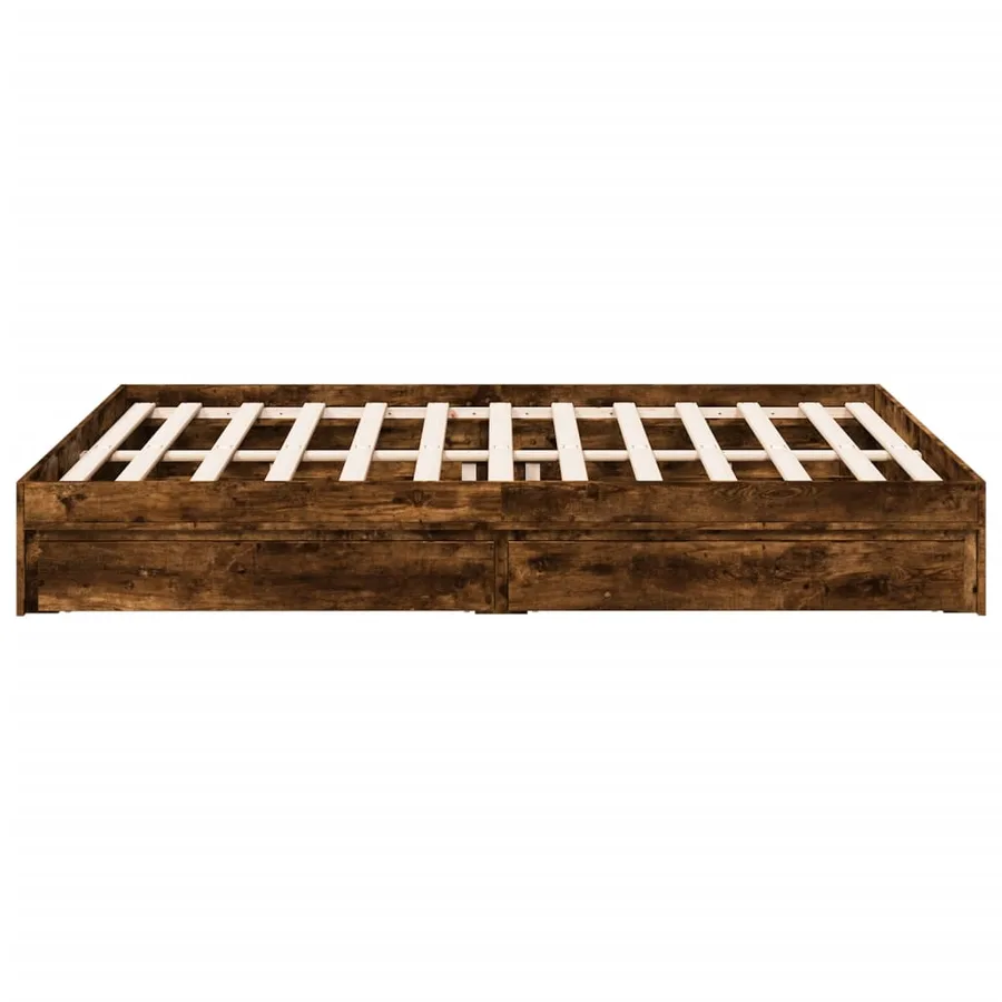 Cadre de lit avec tiroirs sans matelas chêne fumé 160x200 cm - 5