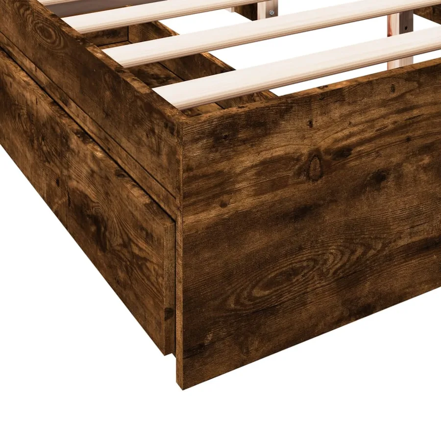 Cadre de lit avec tiroirs sans matelas chêne fumé 160x200 cm - 8