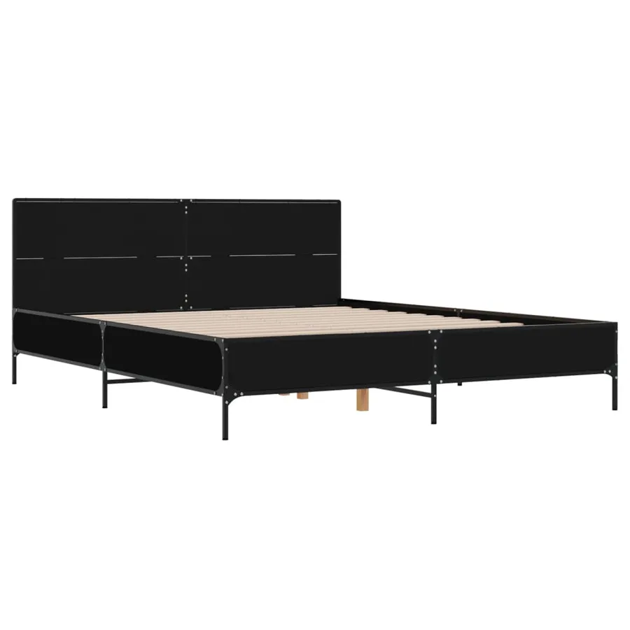 Cadre de lit sans matelas noir 120x200 cm - 3
