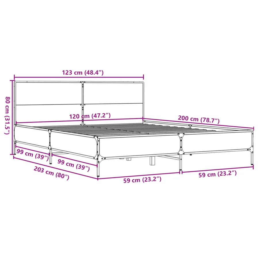 Cadre de lit sans matelas noir 120x200 cm - 9