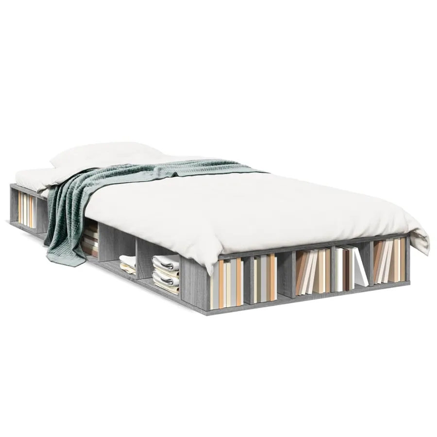 Cadre de lit sans matelas sonoma gris 100x200 cm - 2