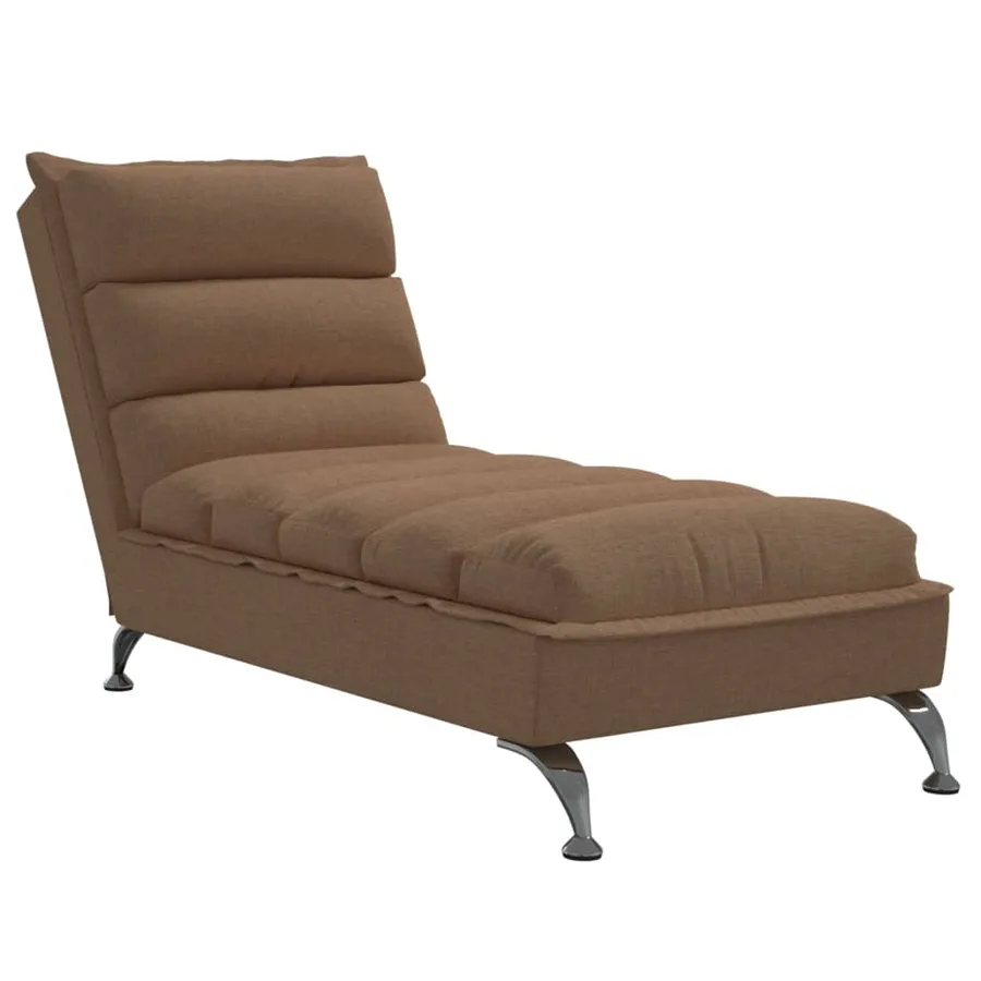 Chaise longue avec coussins marron tissu - 2