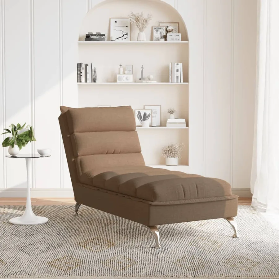 Chaise longue avec coussins marron tissu - 3