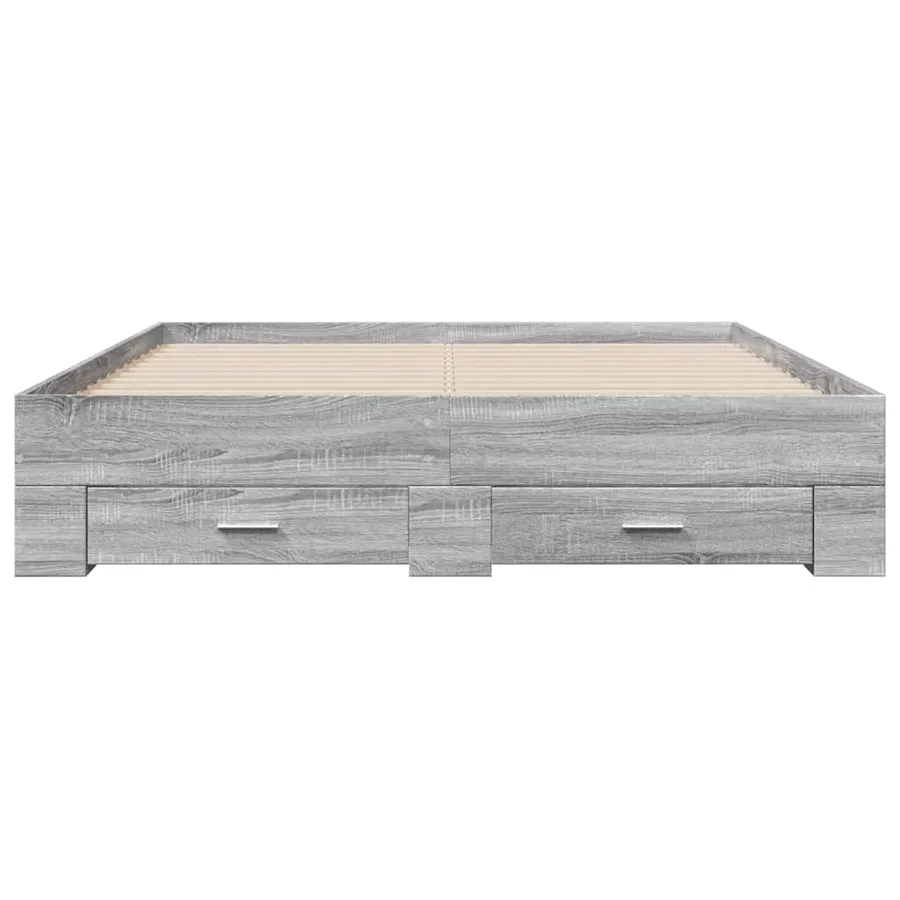 Cadre de lit avec tiroirs sans matelas sonoma gris 150x200 cm - 4