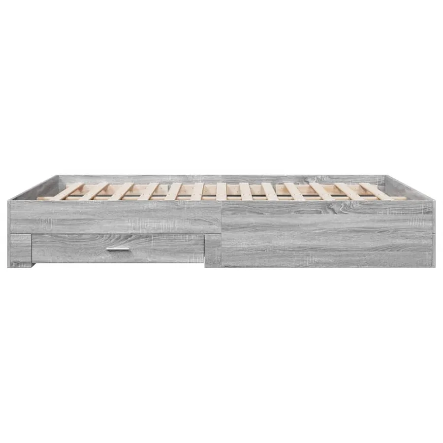 Cadre de lit avec tiroirs sans matelas sonoma gris 150x200 cm - 5