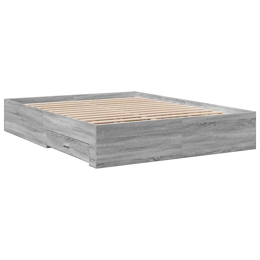 Cadre de lit avec tiroirs sans matelas sonoma gris 150x200 cm - 6