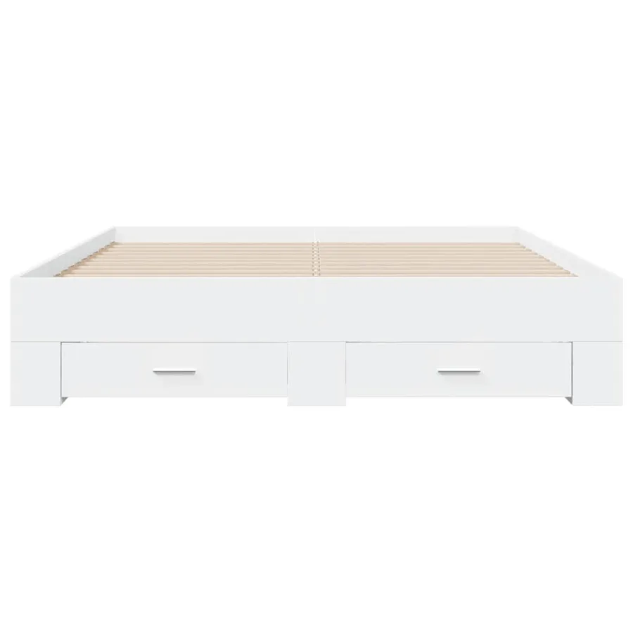 Cadre de lit avec tiroirs sans matelas blanc 150x200 cm - 4