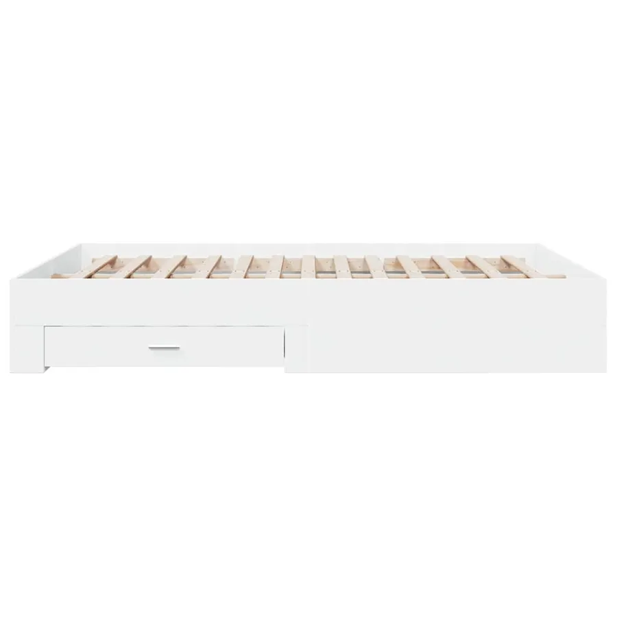 Cadre de lit avec tiroirs sans matelas blanc 150x200 cm - 5