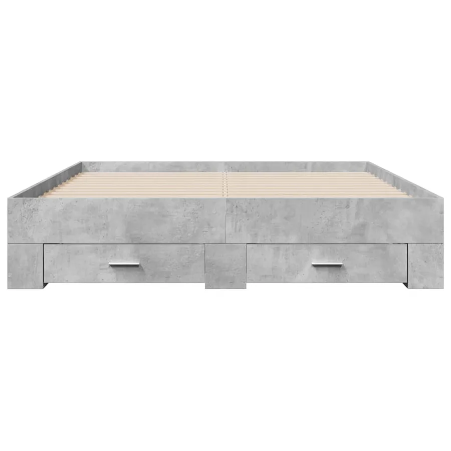 Cadre de lit avec tiroirs sans matelas gris béton 150x200 cm - 4