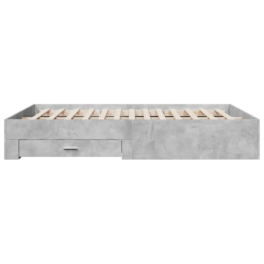 Cadre de lit avec tiroirs sans matelas gris béton 150x200 cm - 5