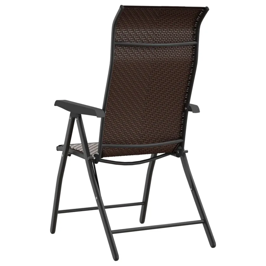 Chaises pliables de jardin lot de 4 marron résine tressée - 8
