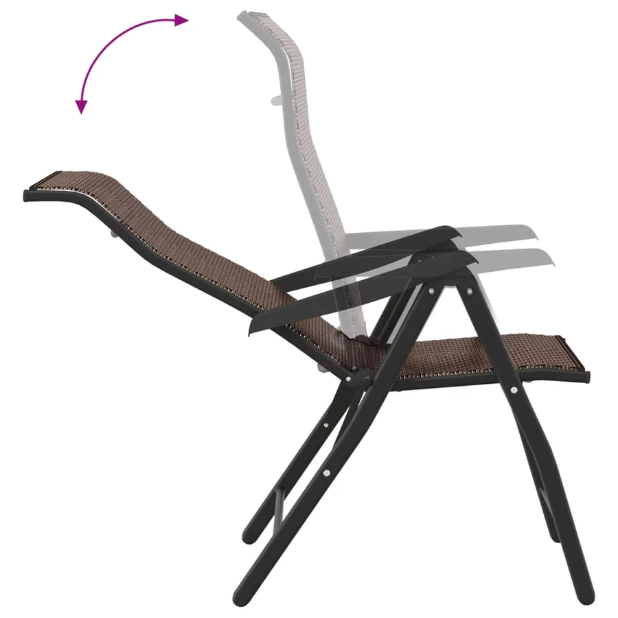 Chaises pliables de jardin lot de 4 marron résine tressée - 9