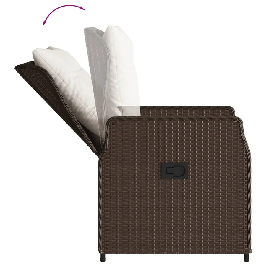 Ensemble à manger de jardin et coussins 7 pcs marron rotin - 5
