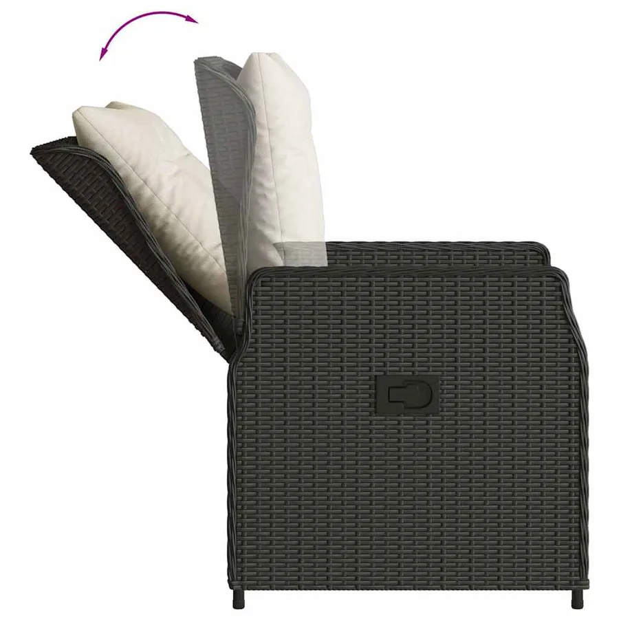 Ensemble à manger de jardin 9pcs coussins noir résine tressée - 5