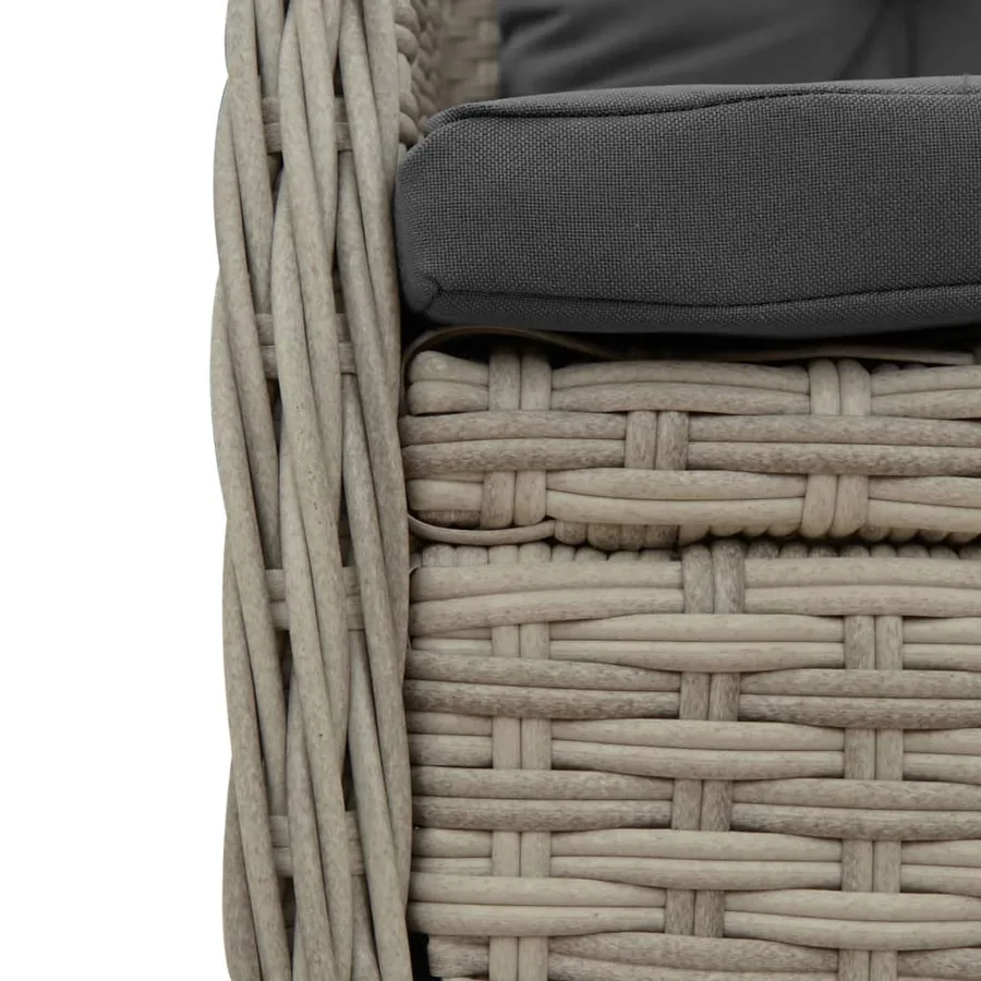 Ensemble à manger de jardin et coussins 5 pcs gris clair rotin - 6