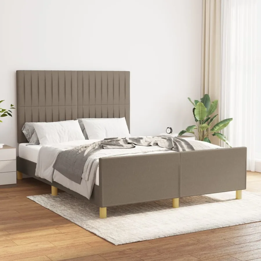 Cadre de lit sans matelas taupe 140x200 cm tissu