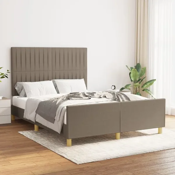 Cadre de lit sans matelas taupe 140x200 cm tissu