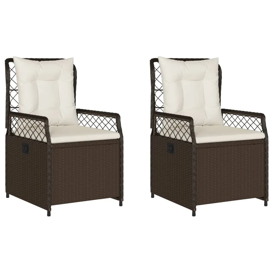 Chaises inclinables de jardin lot de 2 marron résine tressée - 2