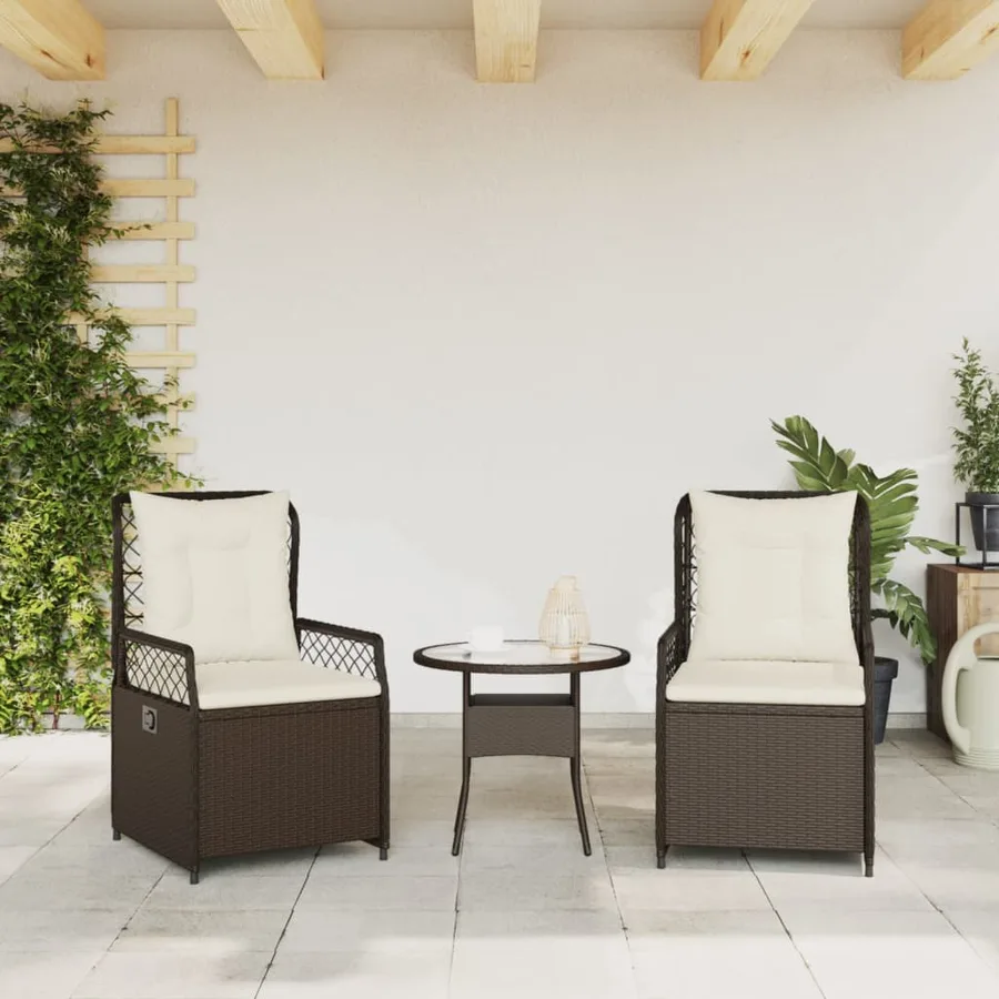 Chaises inclinables de jardin lot de 2 marron résine tressée - 3