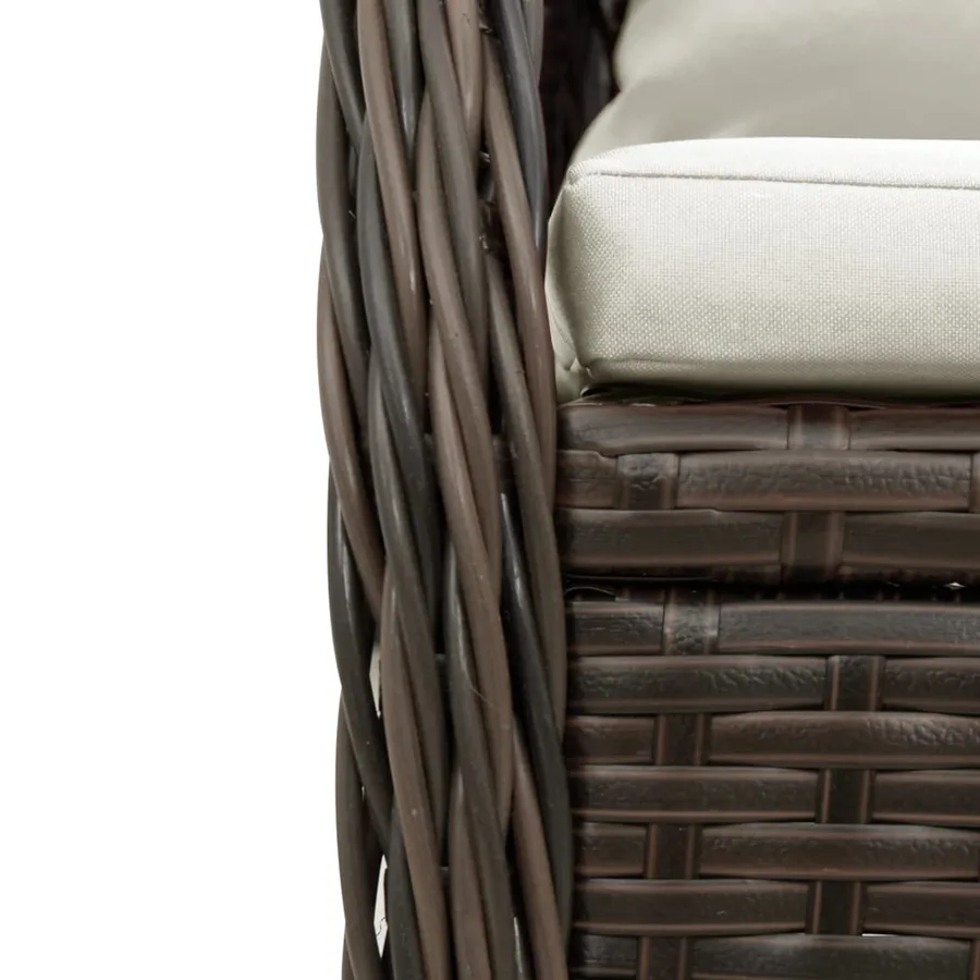 Ensemble à manger de jardin 5 pcs et coussins marron poly rotin - 6