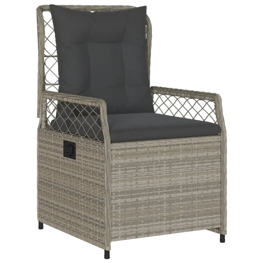 Ensemble à manger de jardin 3pcs coussins gris clair poly rotin - 3