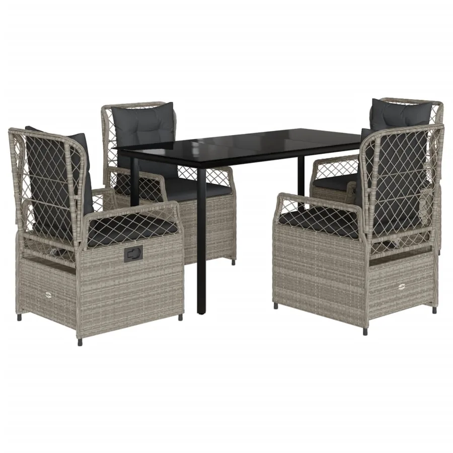 Ensemble à manger de jardin et coussins 5 pcs gris clair rotin - 2