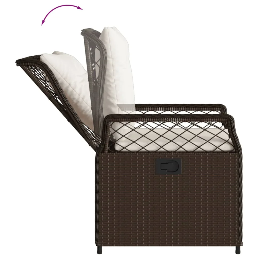 Ensemble à manger de jardin et coussins 7 pcs marron rotin - 5