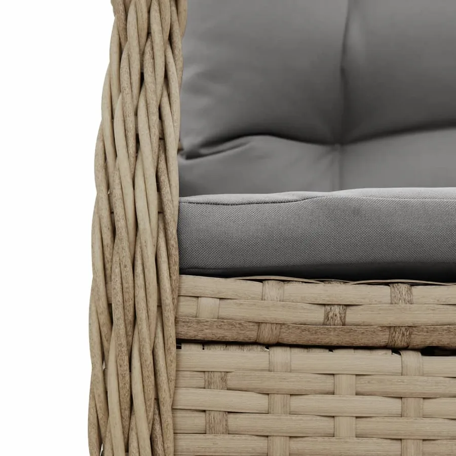 Ensemble à manger de jardin avec coussins 5pcs Beige poly rotin - 6