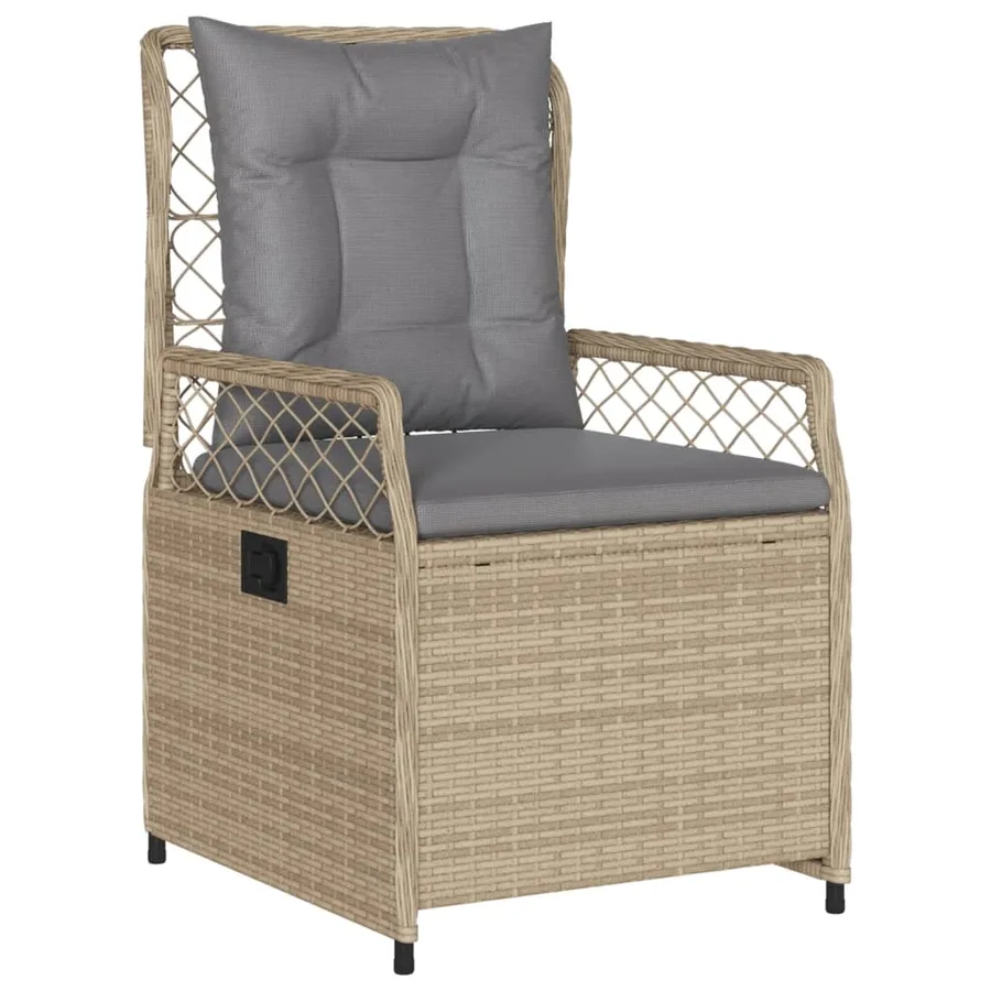 Ensemble à manger de jardin et coussins 3 pcs Beige poly rotin - 3