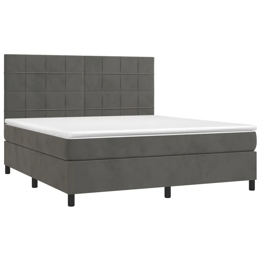 Sommier à lattes de lit matelas et LED Gris foncé 160x200 cm - 3