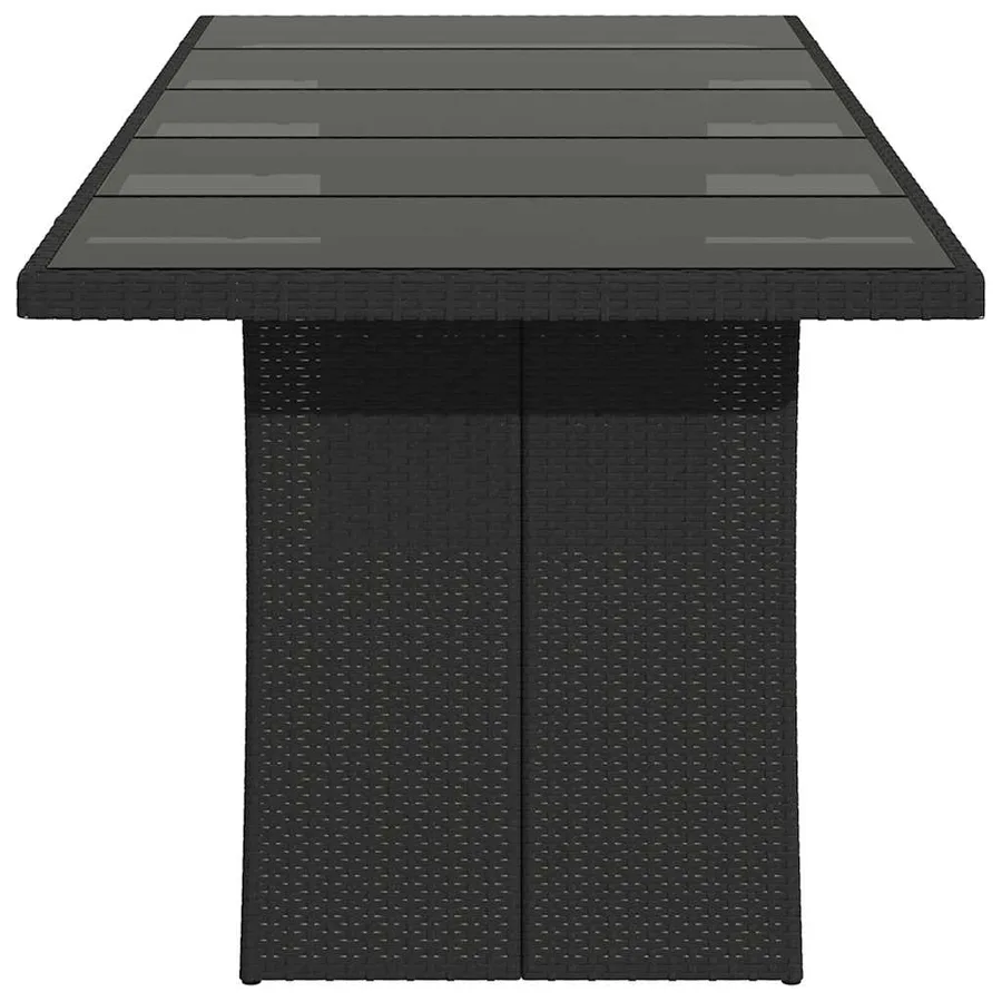 Table de jardin dessus en verre noir 240x90x75cm résine tressée - 5
