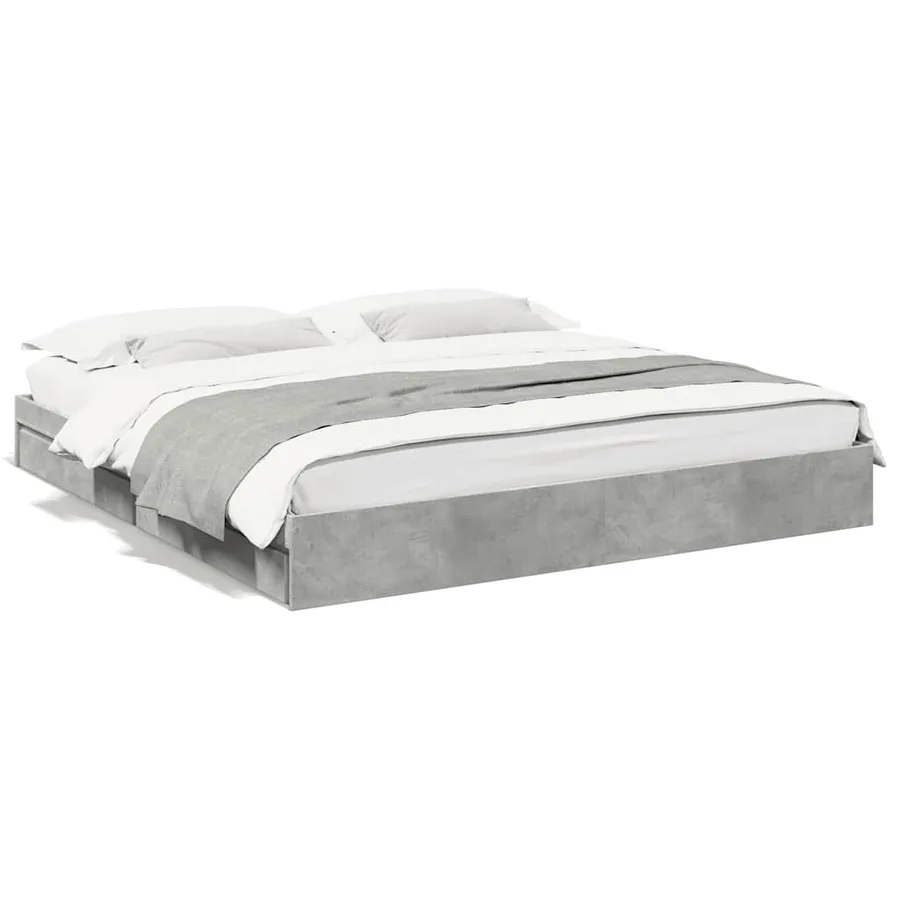 Cadre de lit avec tiroirs sans matelas gris béton 180x200 cm - 2