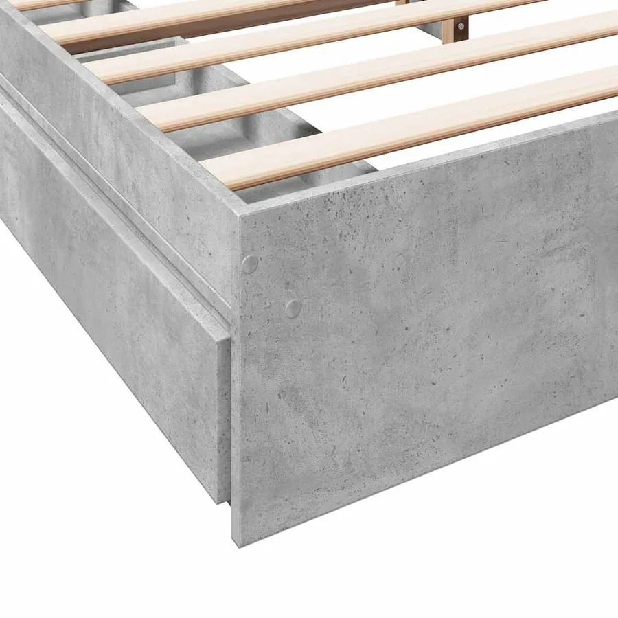 Cadre de lit avec tiroirs sans matelas gris béton 180x200 cm - 8