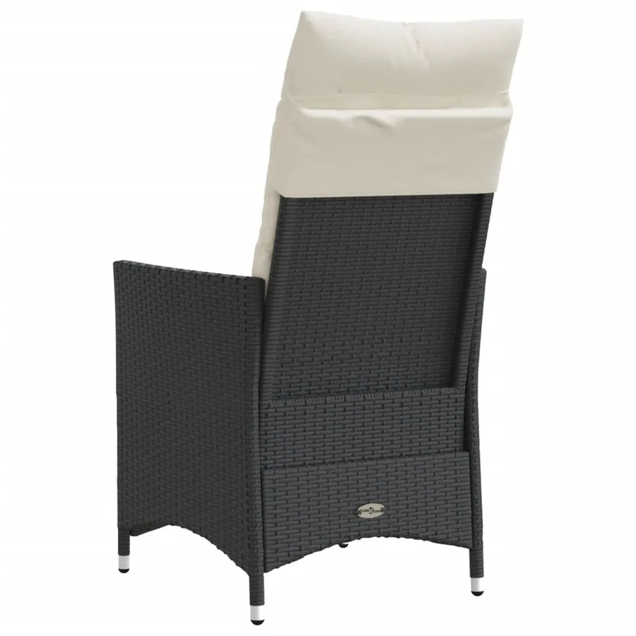 Chaises inclinables de jardin lot de 2 et coussins noir rotin - 6