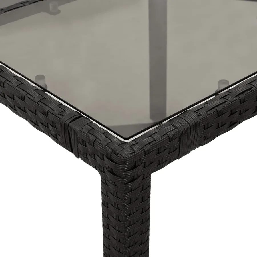 Ensemble à manger de jardin coussins 7pcs Noir Résine tressée - 6