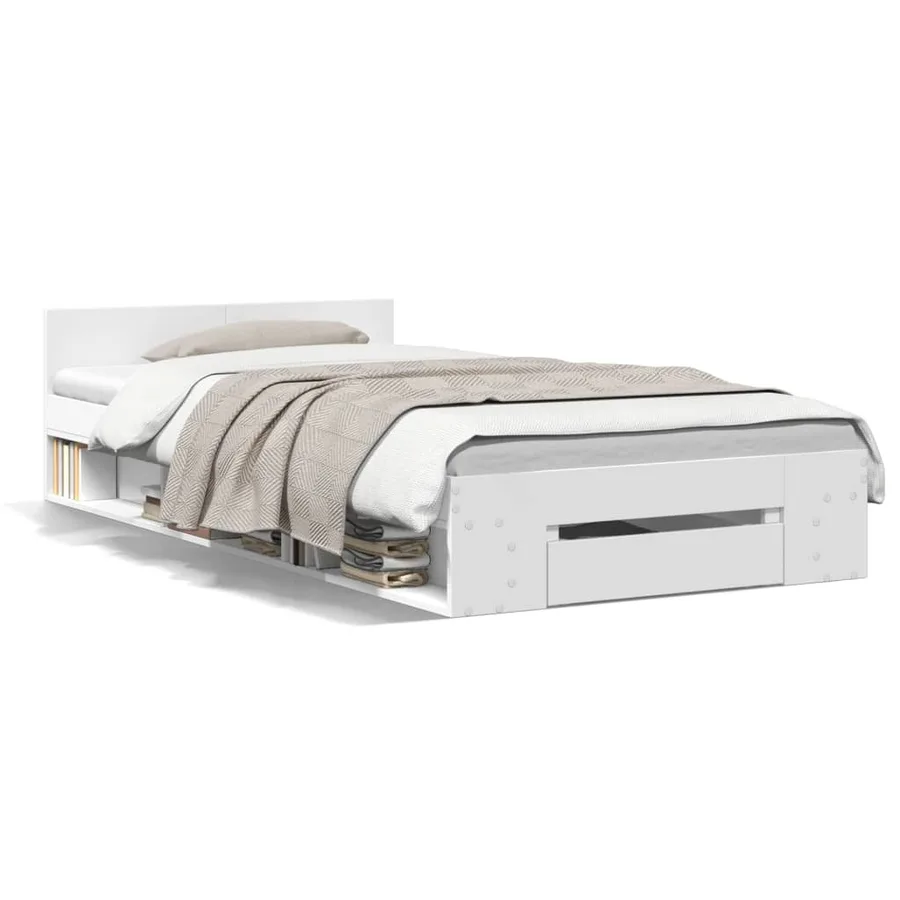 Cadre de lit avec tiroir sans matelas blanc 75x190 cm - 2