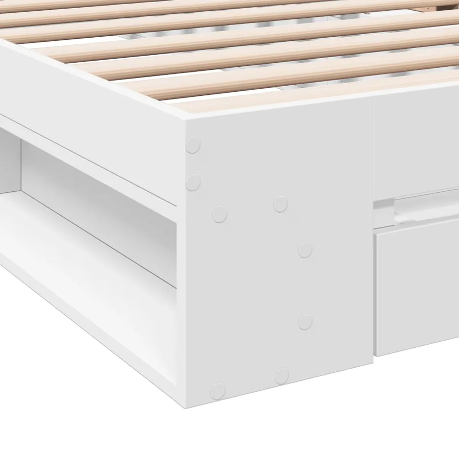 Cadre de lit avec tiroir sans matelas blanc 75x190 cm - 8