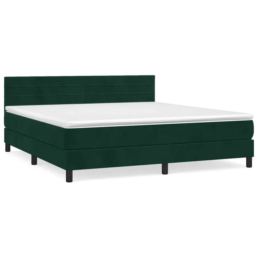 Sommier à lattes de lit et matelas Vert foncé 180x200cm Velours - 2