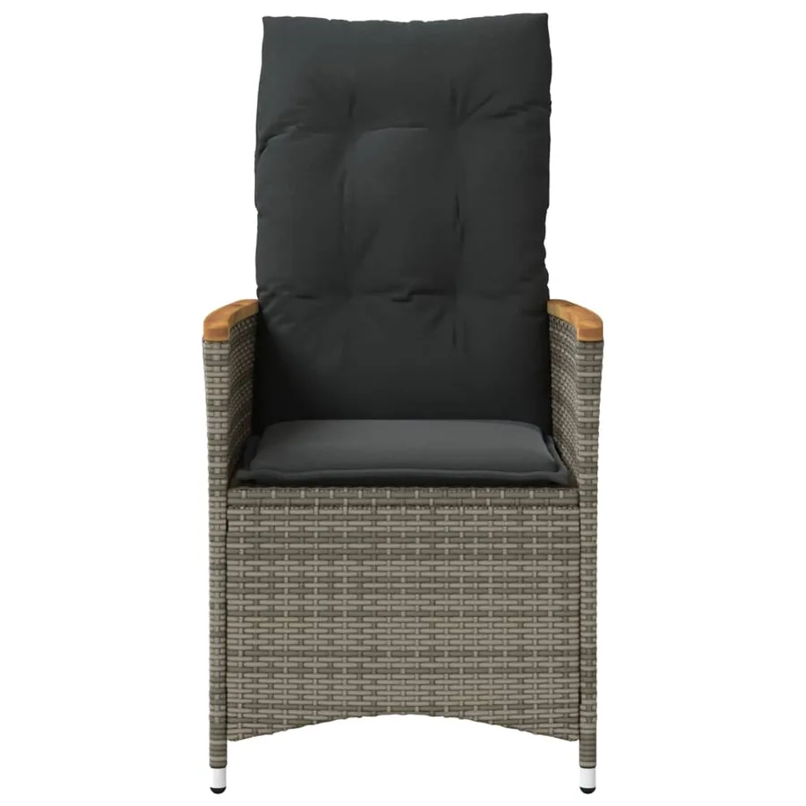 Chaises inclinables de jardin lot de 2 et coussins gris rotin - 4