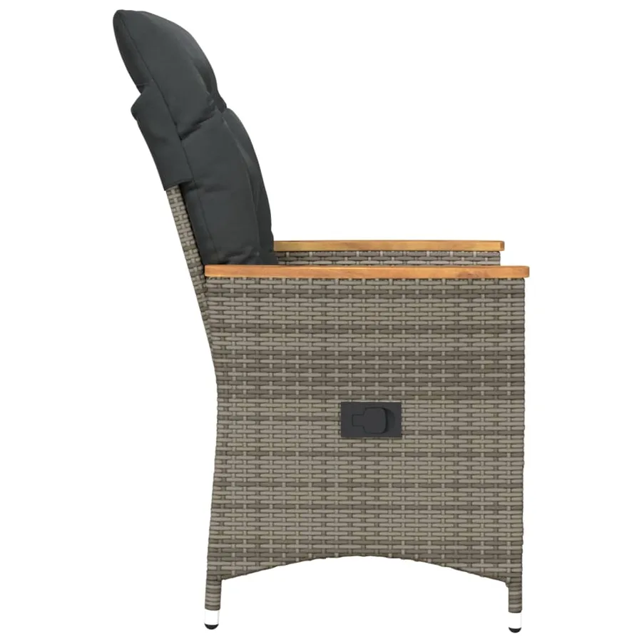Chaises inclinables de jardin lot de 2 et coussins gris rotin - 5