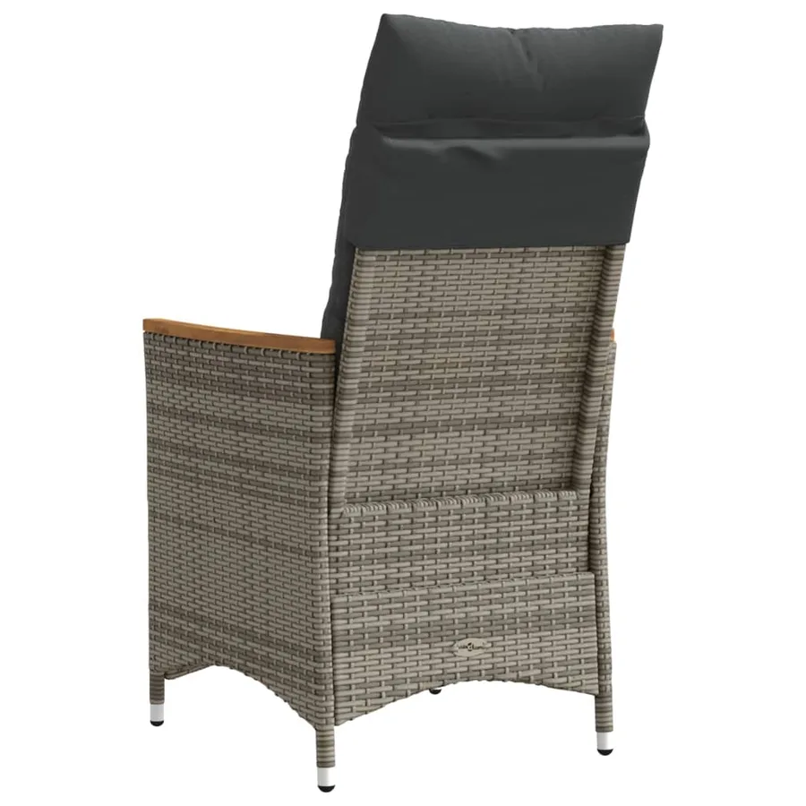 Chaises inclinables de jardin lot de 2 et coussins gris rotin - 6