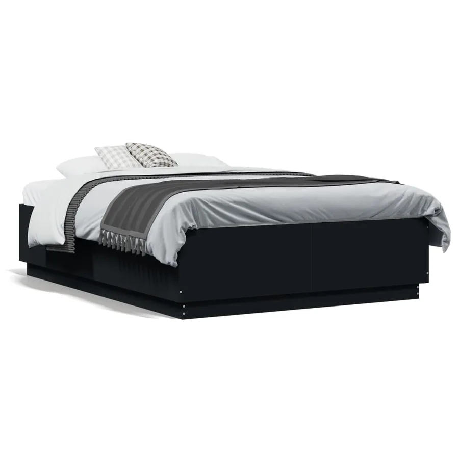 Cadre de lit sans matelas noir 120x190 cm - 2